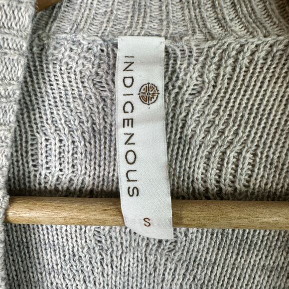 Indigenous Womens size Small Knit Organic Cotton Open Cardigan Gray Cable Knit - Picture 7 of 8